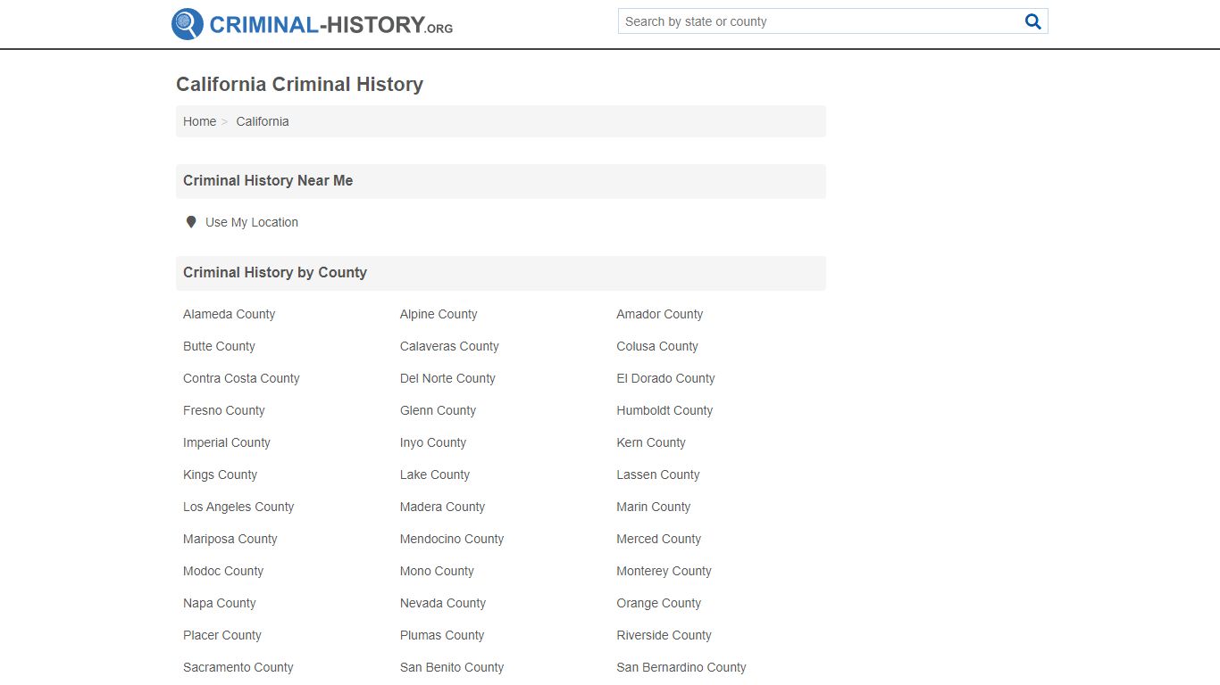 California Criminal History